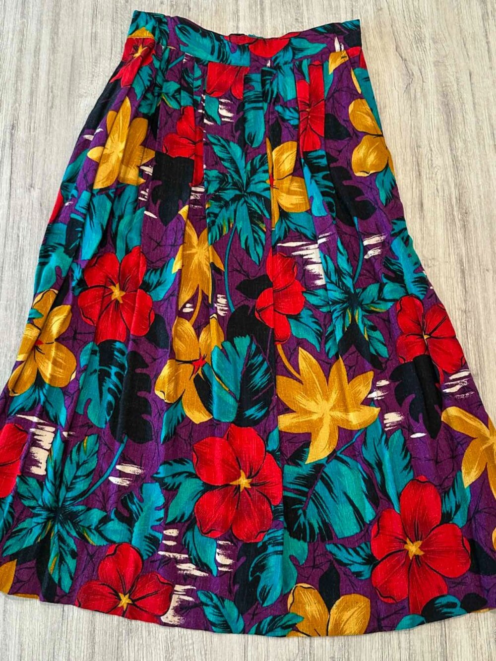 Vintage Bold Floral Print Purple, Red, Yellow Norton Mcnaughton Long Skirt Sz 12